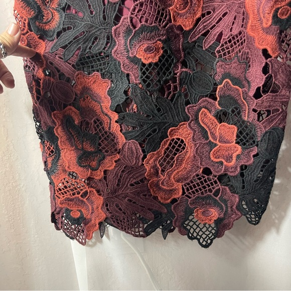 ALEXIA ADMOR Dress Burgundy Lace Midi Sheath Sleeveless Halter neck Sz M ALEXIA ADMOR Dress Burgundy Lace Midi Sheath Sleeveless Halter neck Sz M